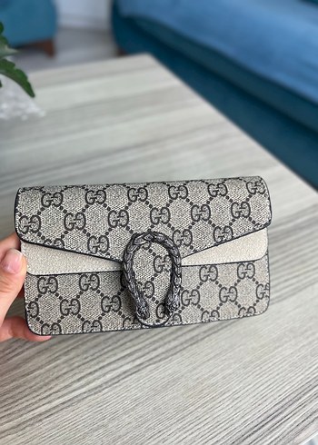 Gucci Gri Deri Yılan Desenli Tokalı Kadın Çanta - Görsel 3