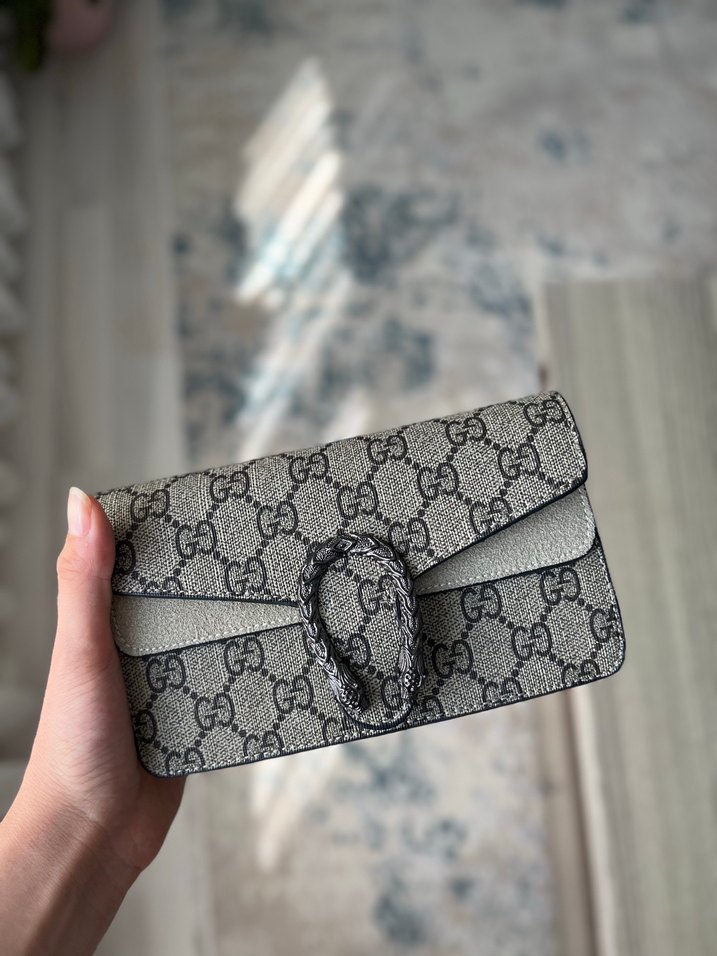 Gucci Gri Deri Yılan Desenli Tokalı Kadın Çanta - Görsel 2