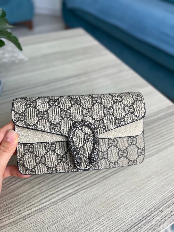 Gucci Gri Deri Yılan Desenli Tokalı Kadın Çanta - Görsel 3