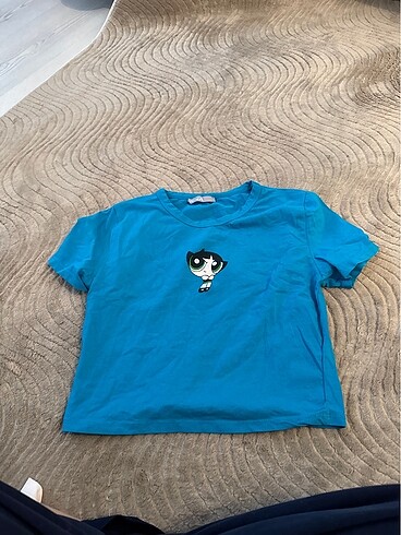 Mavi crop tişört - Görsel 3