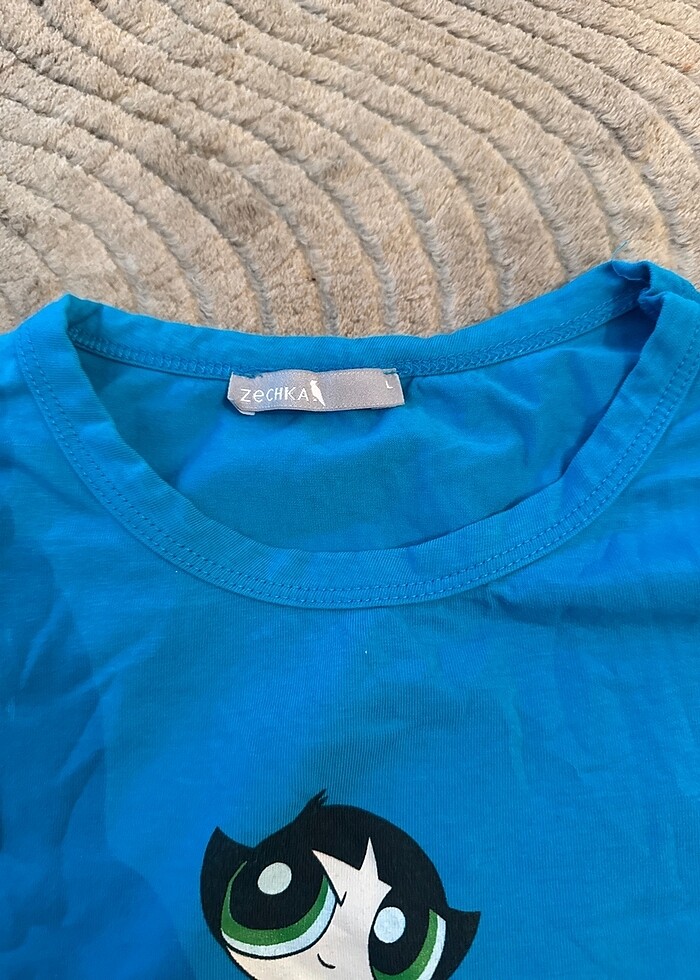 Mavi crop tişört - Görsel 2