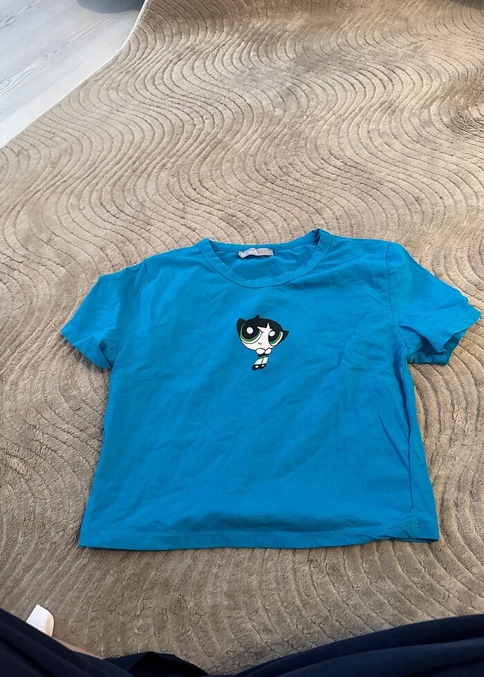 Mavi crop tişört - Görsel 3