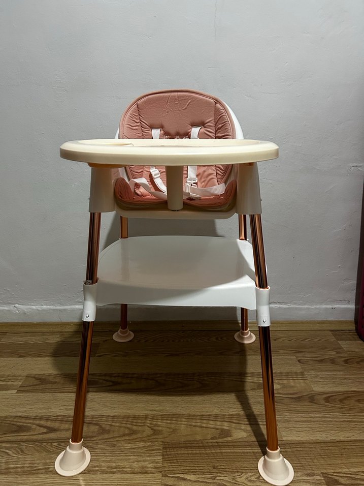 Pastel Beyaz Bebek Mama Sandalyesi pier cardin - Görsel 2