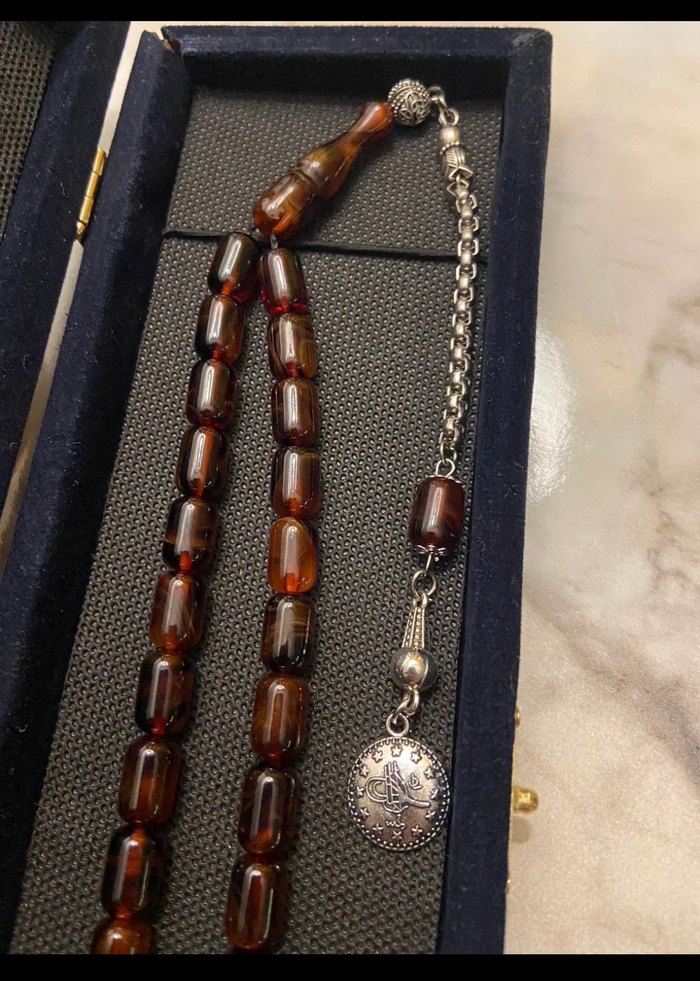 Kehribar Kahverengi Erkek Tesbih Beyrut damla Minimalist Tasarım - Görsel 3