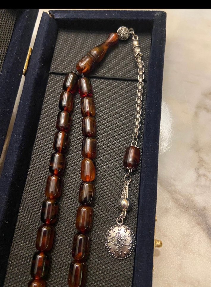 Kehribar Kahverengi Erkek Tesbih Beyrut damla Minimalist Tasarım - Görsel 2