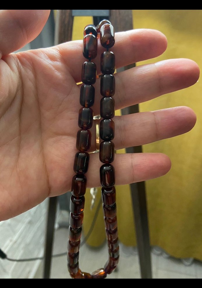 Kehribar Kahverengi Erkek Tesbih Beyrut damla Minimalist Tasarım - Görsel 4