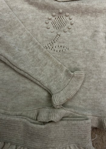 Krem Örgü Bebek Kız Takımı Uzun Kollu - Görsel 3