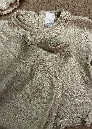 Krem Örgü Bebek Kız Takımı Uzun Kollu - Görsel 4