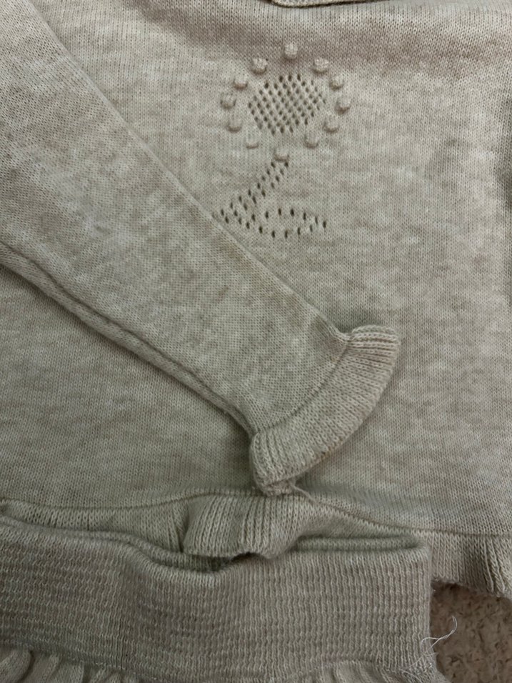 Krem Örgü Bebek Kız Takımı Uzun Kollu - Görsel 3