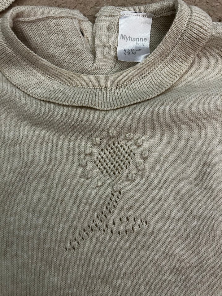 Krem Örgü Bebek Kız Takımı Uzun Kollu - Görsel 2