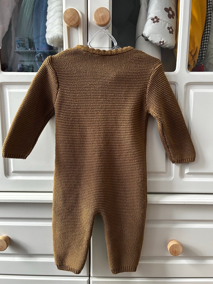 Kahverengi Örgü Bebek Tulum - Görsel 2