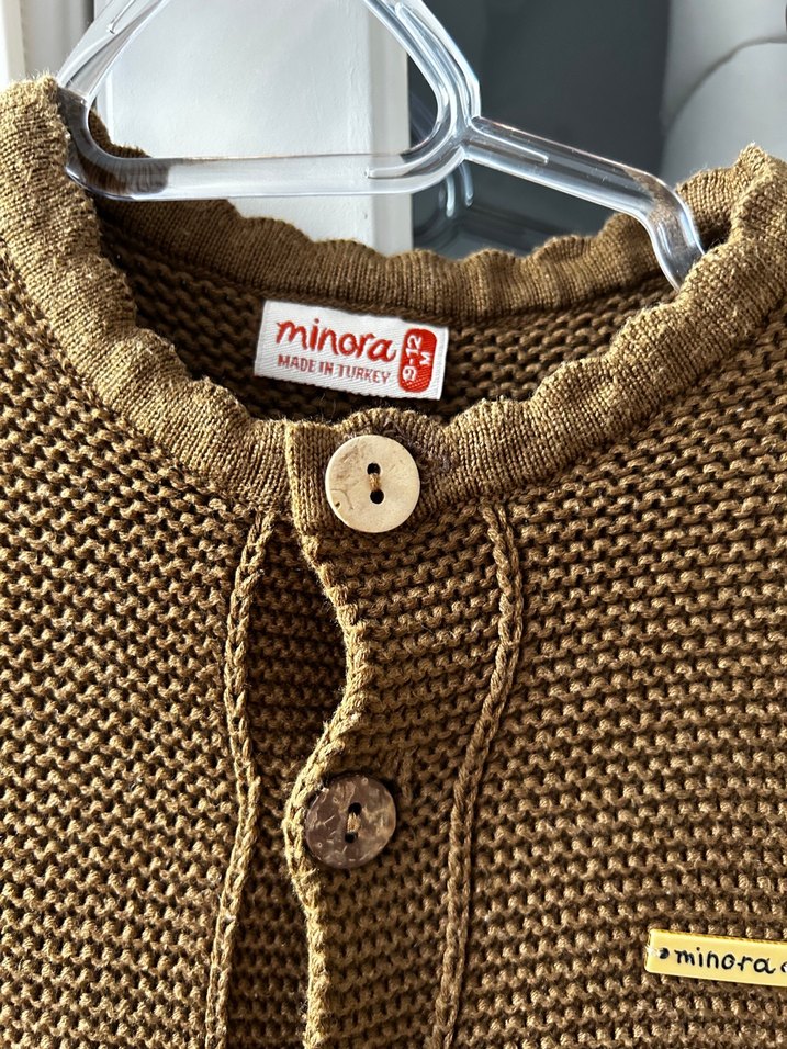 Kahverengi Örgü Bebek Tulum - Görsel 3