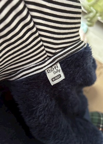 Unisex Çocuk Mavi Kapüşonlu Kürklü Ceket - Görsel 3