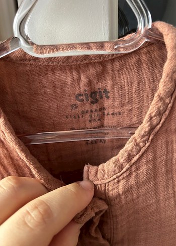 Düğmeli Koyu Kahverengi Bebek Kız Tulum keten - Görsel 2