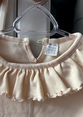 Kız Çocuk Bej Pamuk Bluz Fırfırlı - Görsel 2