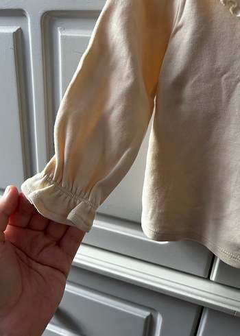 Kız Çocuk Bej Pamuk Bluz Fırfırlı - Görsel 3