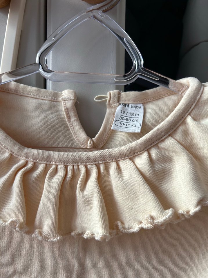 Kız Çocuk Bej Pamuk Bluz Fırfırlı - Görsel 2