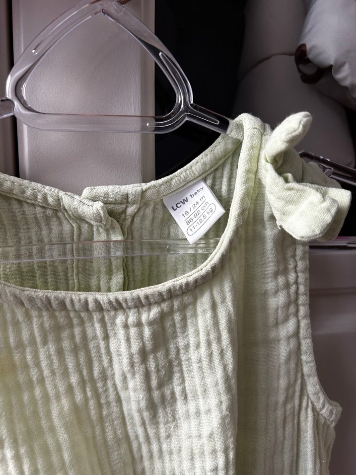 Kızlar için Keten Bohem Düz Renk Tulum - Görsel 3