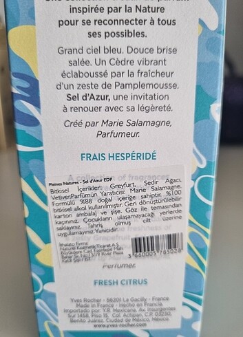  Beden Renk YVES ROCHER SEL D'AZUR 100 ML PARFUM