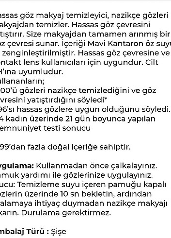 HASSAS GOZ  MAKYAJ TEMİZLEYİCİSİ 100 ML - Görsel 9