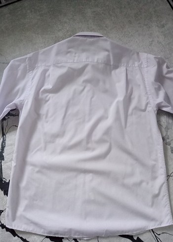 Düğmeli Kısa Kollu Lila Erkek Gömlek - Görsel 4