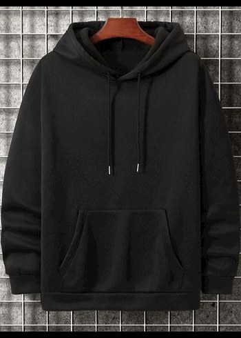 Erkek Siyah Salaş Sweatshirt Kapşonlu oversize beden - Görsel 2