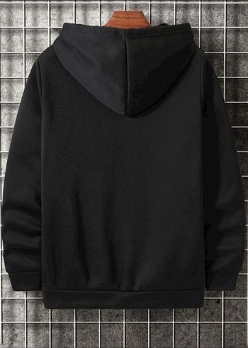 Erkek Siyah Salaş Sweatshirt Kapşonlu oversize beden - Görsel 3