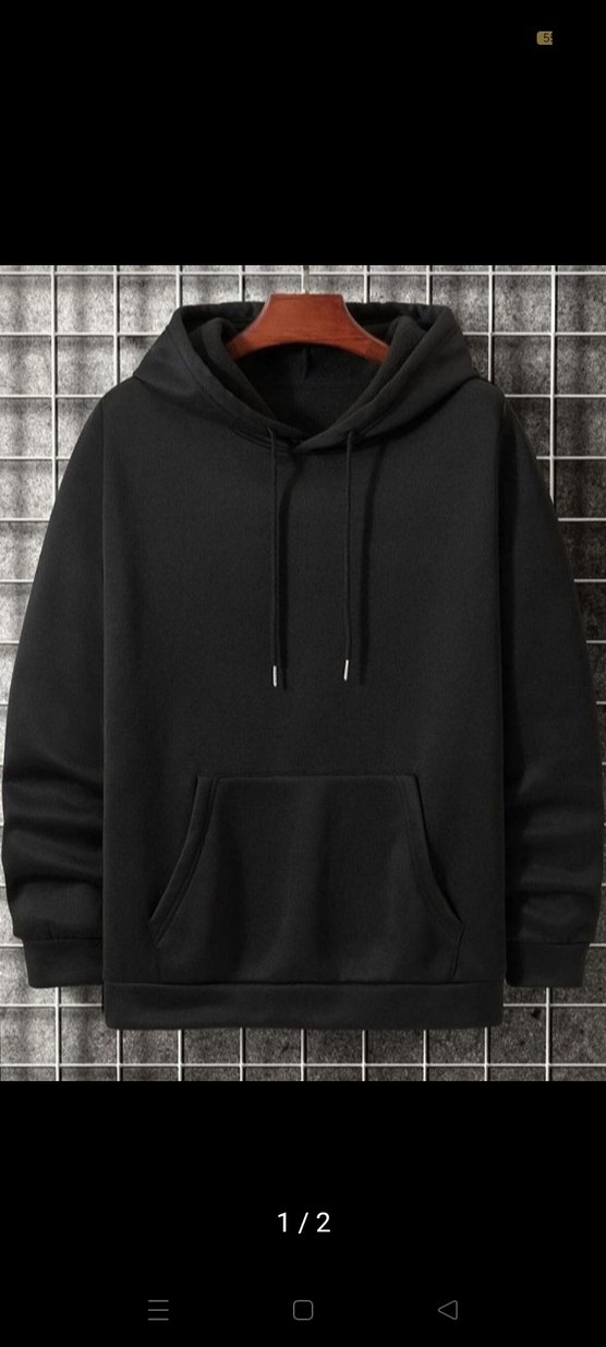 Erkek Siyah Salaş Sweatshirt Kapşonlu oversize beden - Görsel 2