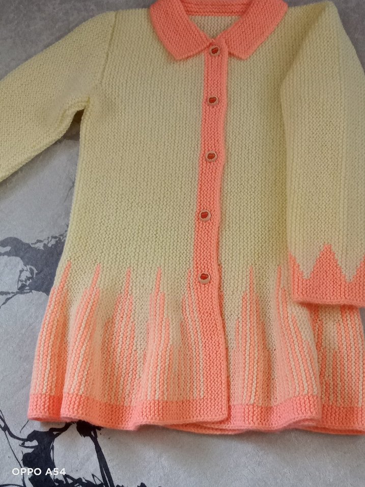 Pembe Yakalı Bohem Kız Hırka - Görsel 2