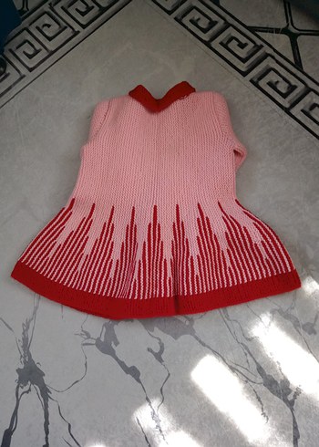 Kız Çocuk Pembe Kırmızı Triko Hırka - Görsel 4