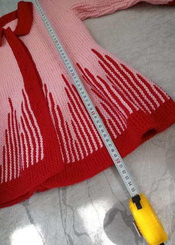 Kız Çocuk Pembe Kırmızı Triko Hırka - Görsel 6