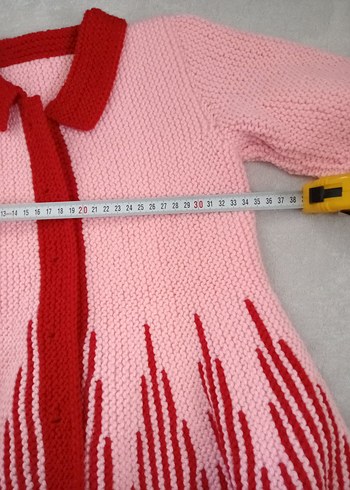 Kız Çocuk Pembe Kırmızı Triko Hırka - Görsel 5