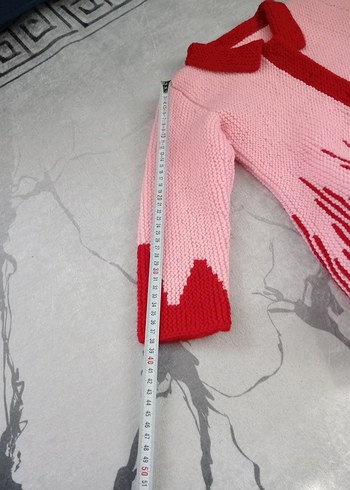 Kız Çocuk Pembe Kırmızı Triko Hırka - Görsel 7