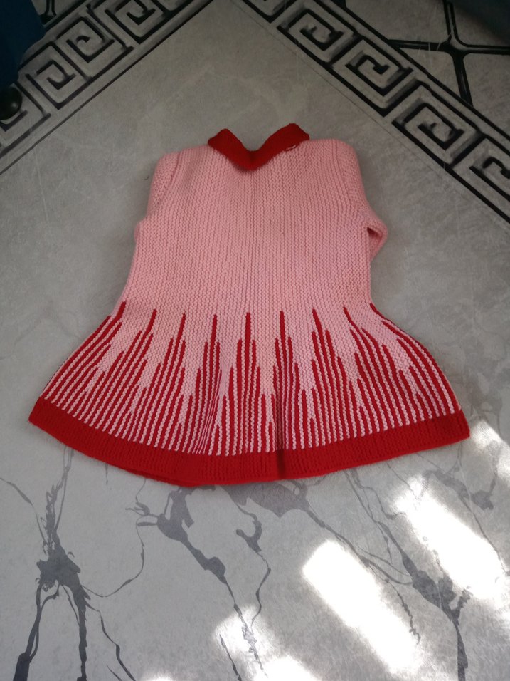 Kız Çocuk Pembe Kırmızı Triko Hırka - Görsel 4