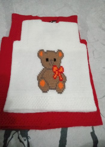 Kız Çocuk Beyaz Nakışlı Triko Yelek - Görsel 2