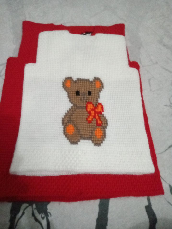 Kız Çocuk Beyaz Nakışlı Triko Yelek - Görsel 2