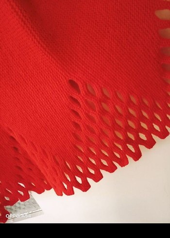 Kırmızı Örgü V Yaka Kadın Yelek - Görsel 2