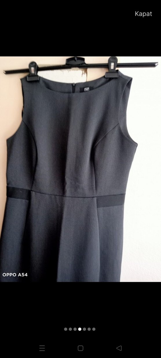 Kemerli Siyah Midi Kolsuz Ofis Elbisesi - Görsel 4