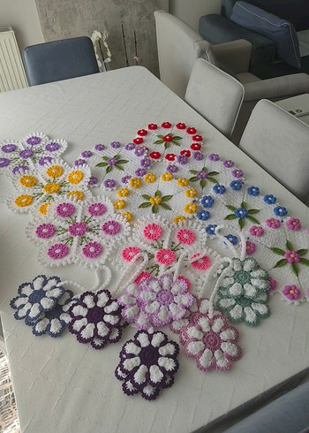 Renkli Çiçek Desenli El Yapımı Banyo Lifleri