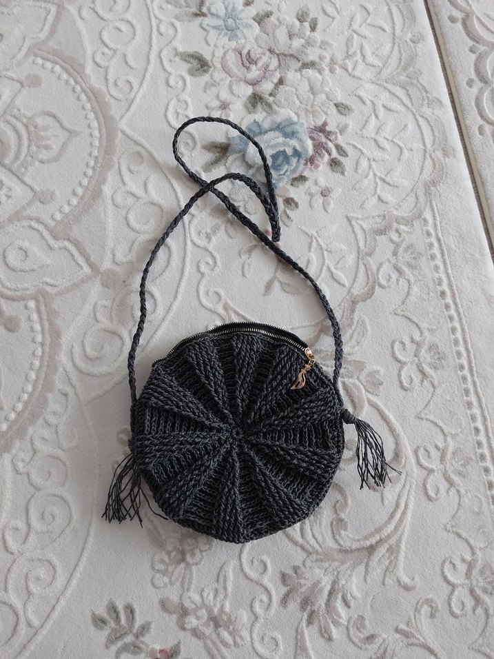 siyah Örgü Bohem Kadın  Çanta - Görsel 2