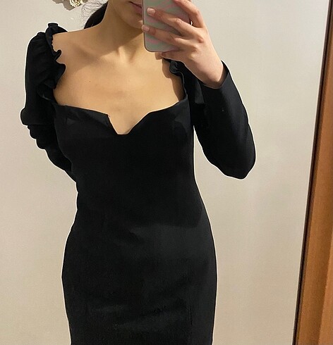 38 Beden siyah Renk Trendyol Siyah Elbise