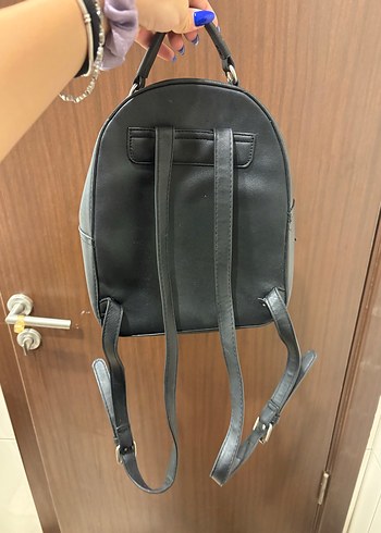 Beden siyah Renk Siyah Minimalist Kadın Deri Sırt Çantası