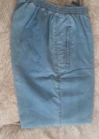 48 Beden mavi Renk Gri Düğmeli Kadın Midi Denim Jean
