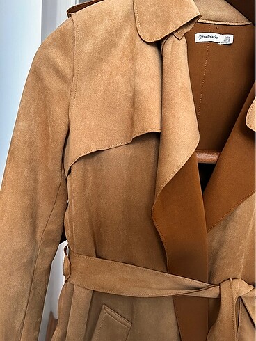 s Beden camel Renk Stradivarius süet trençkot