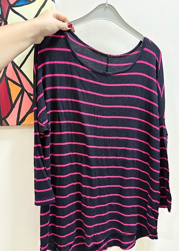 Pembe ÇizgiliTriko T-shirt