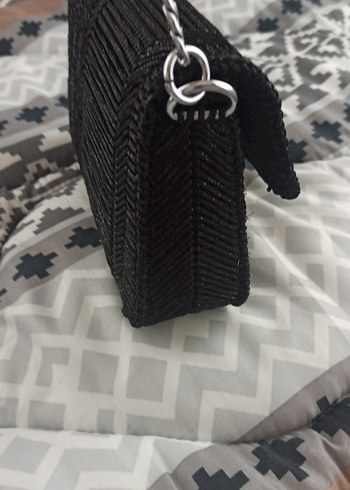 Bohem Yılan Desenli Tokalı Siyah Kadın Çanta - Görsel 8