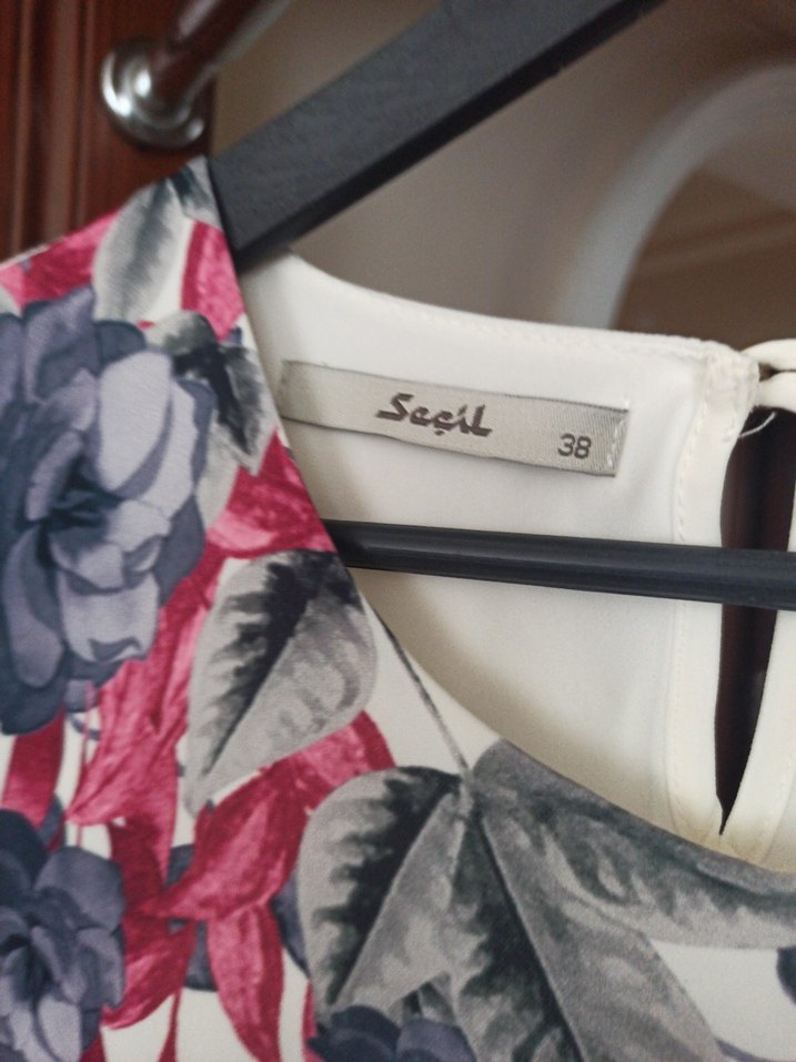 Çiçek Desenli Beyaz Bohem Uzun Kollu Bluz - Görsel 2