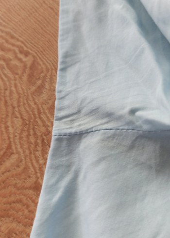 Mavi Keten Uzun Kollu Düğmeli Gömlek - Görsel 6