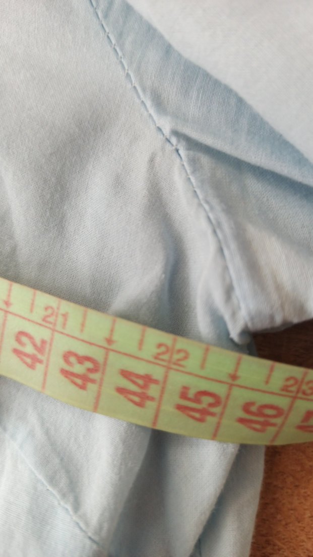 Mavi Keten Uzun Kollu Düğmeli Gömlek - Görsel 4