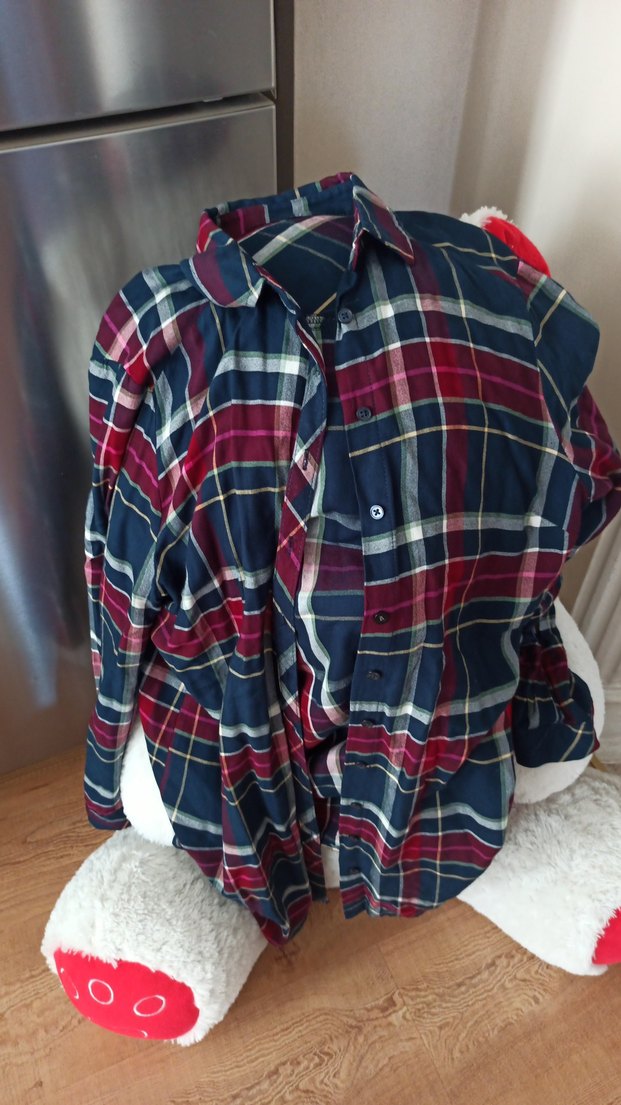 Bordo Kareli Pamuklu Uzun Kollu Gömlek - Görsel 5